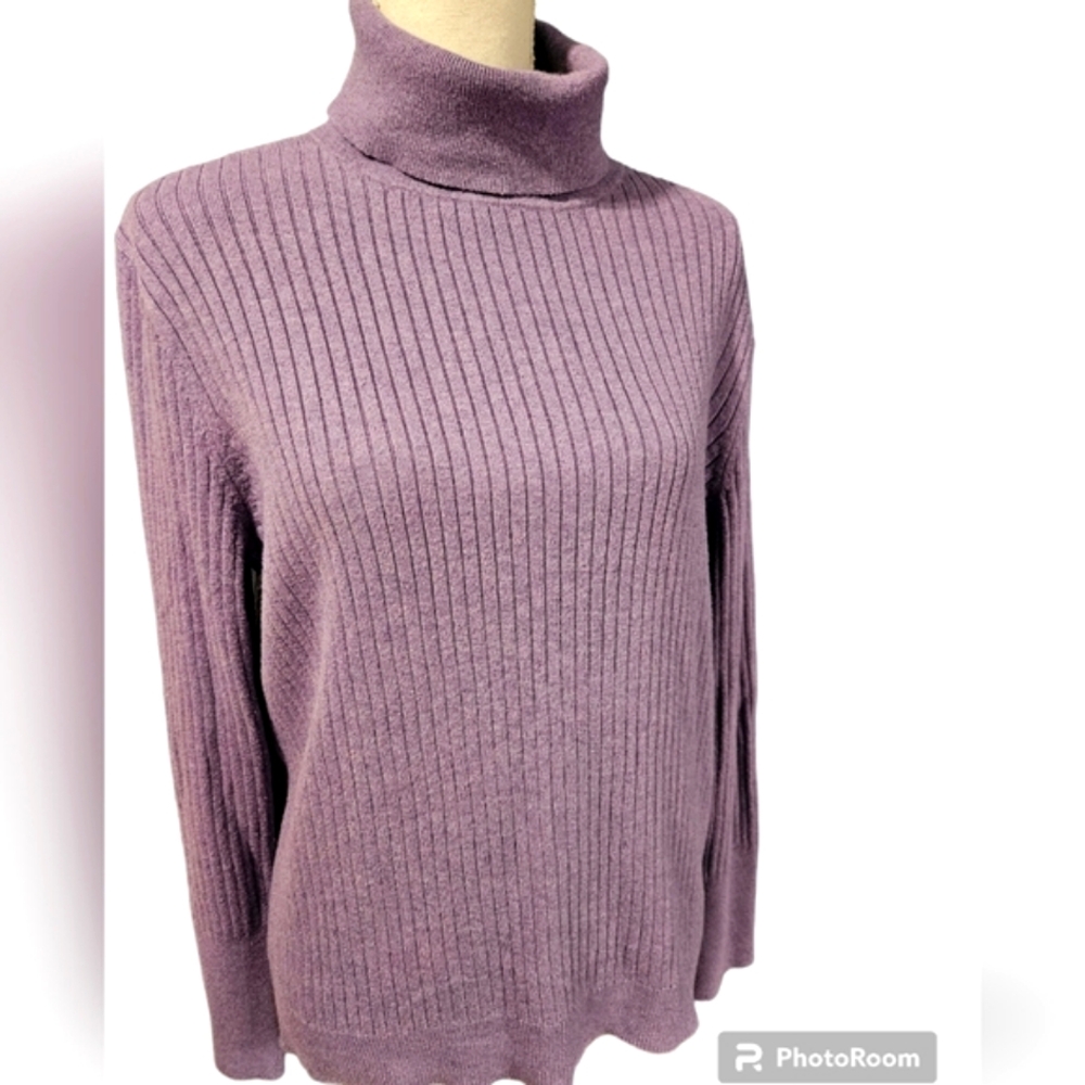 Talbots womens size XL, purple turtleneck, button detail